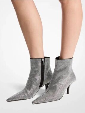 NEW Women's Selina Pointed Crystal Toe Booties Michael Kors Sparkle